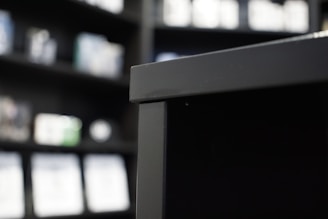 Close-up of stainless steel shelves with clean lines and polished finish