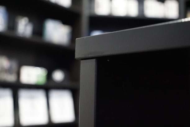 Close-up of a modern prefabricated wooden shelf with clean lines and subtle textures.