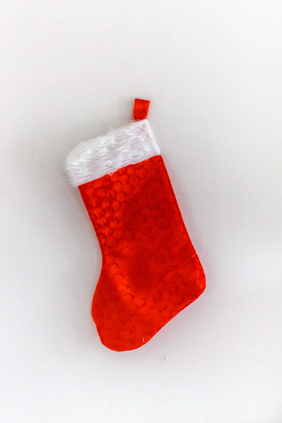 A red knit Christmas stocking