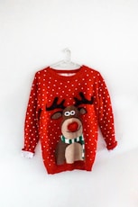 red and white mickey mouse sweater