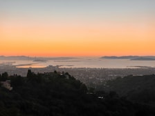 A scenic view of Alma Bay at sunset.