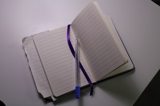 An open notebook with a pen, representing planning and choices.