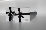 black and white gift box with ribbon