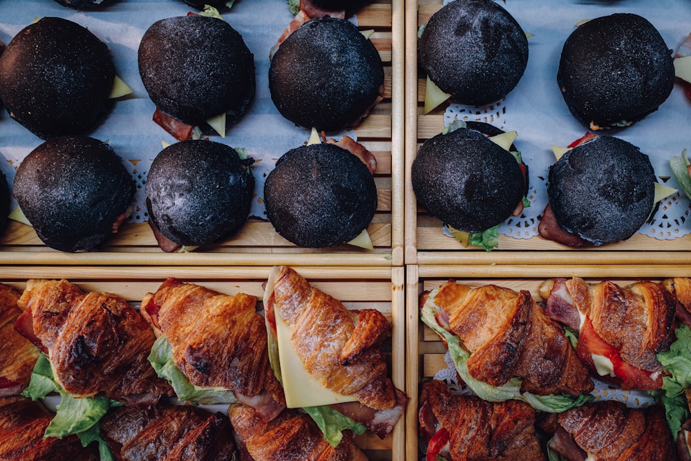 a close up of a tray of pastries