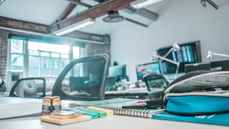 A modern office environment with automated lighting and climate control adjusting in real time.