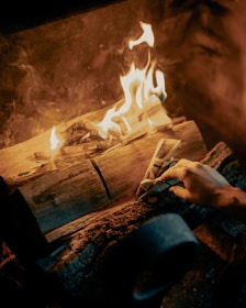 person holding stick with fire