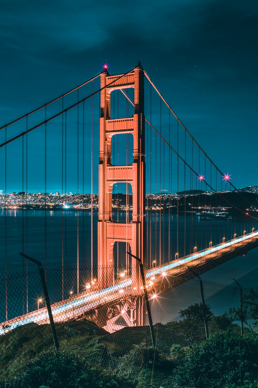 golden gate bridge during night time