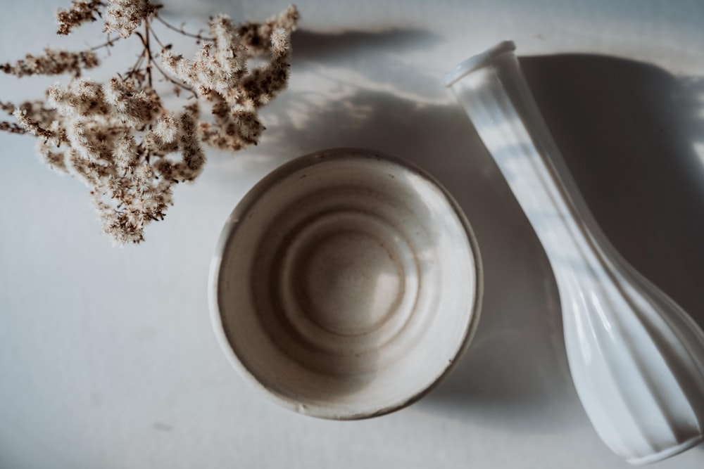 white ceramic bowl with brown powder