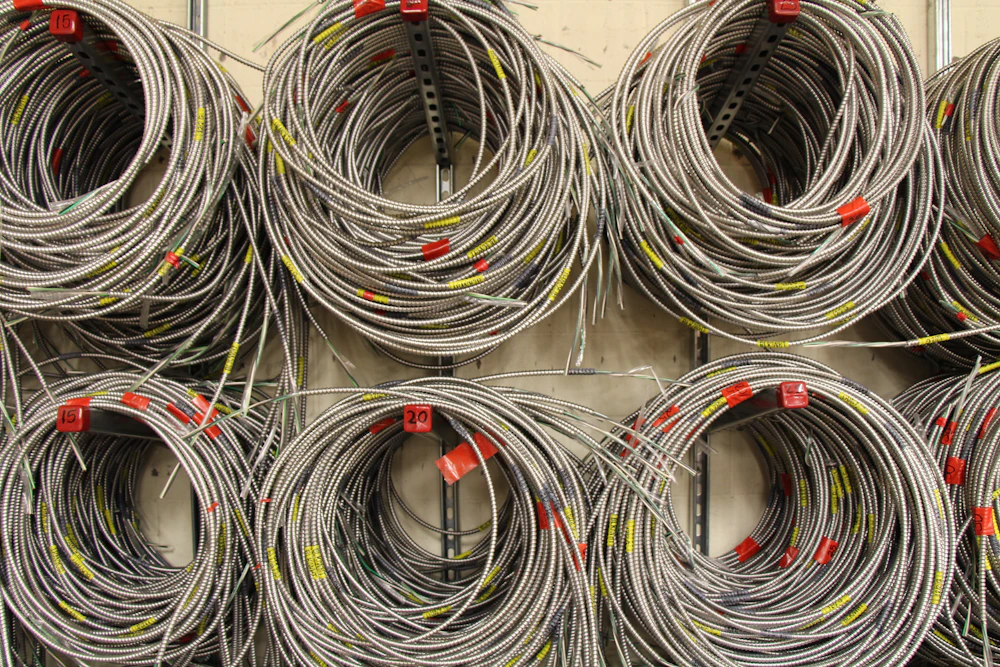 Long cable reel used for extended industrial CCTV runs