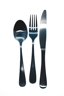 silver fork and spoon illustration