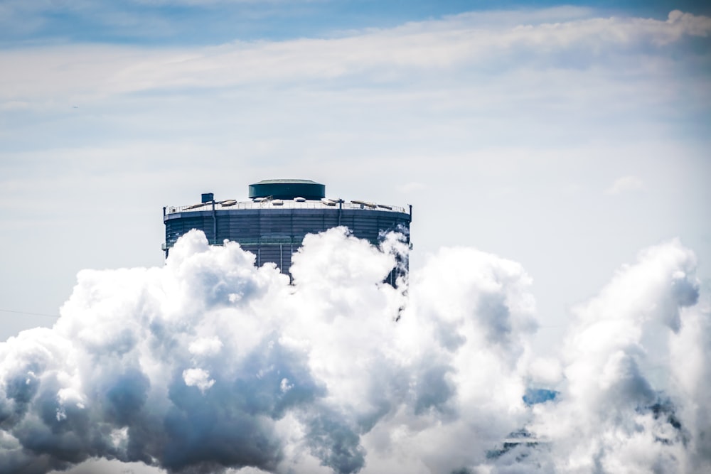 white clouds over white building