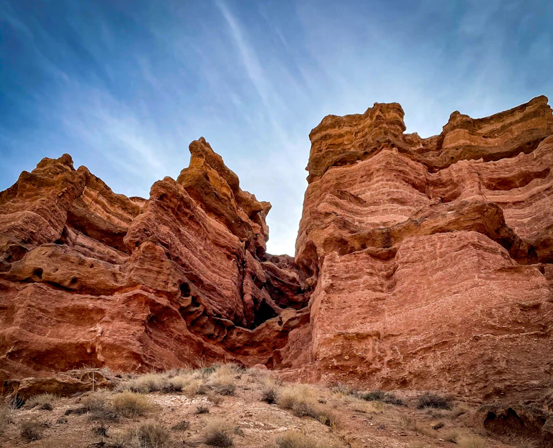 Red rock walls of a canyon