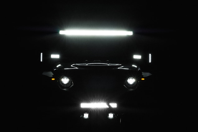 black car on a parking lot