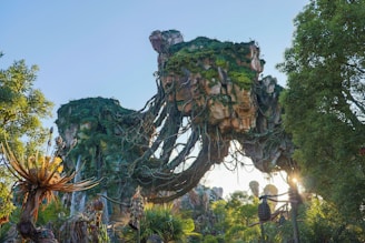 green and brown tree with string lights