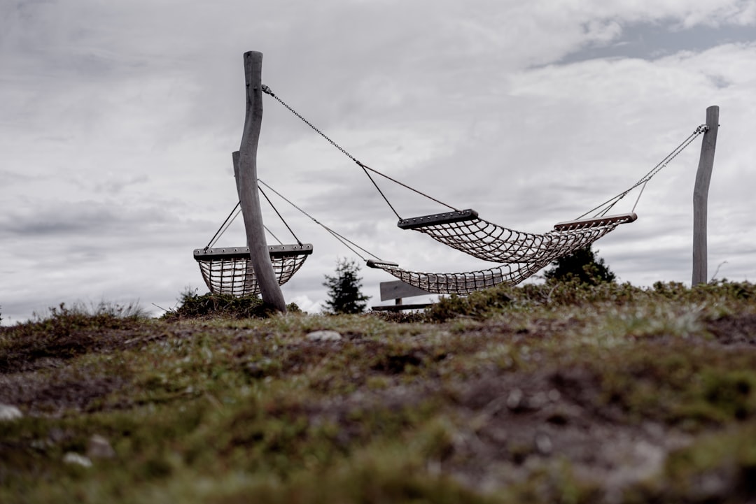 white and black hammock on green grass field