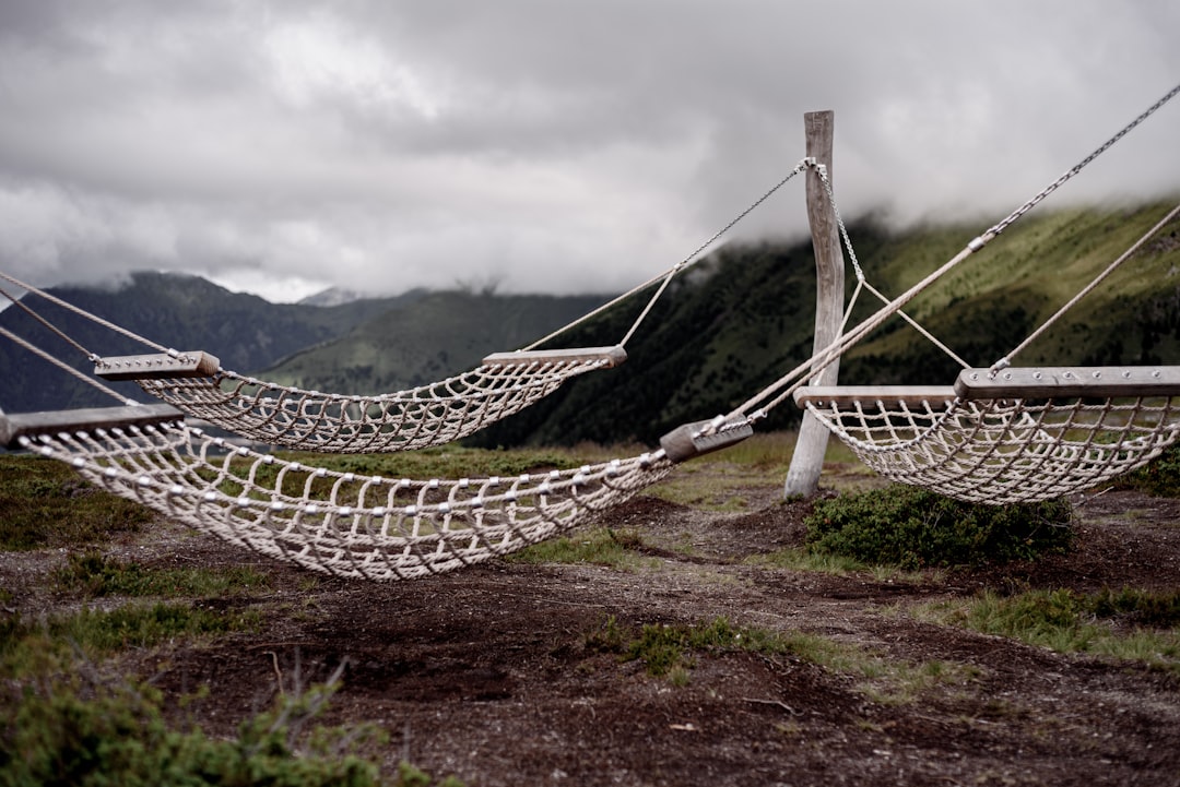 white hammock on brown field