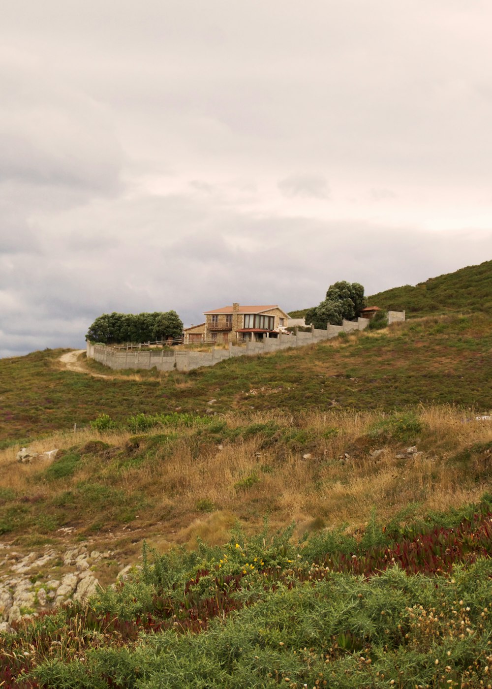 brown concrete building on green grass field under white clouds during daytime