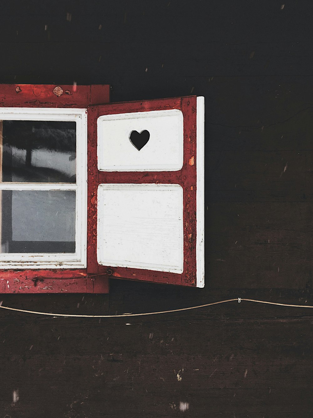 red and white wooden frame