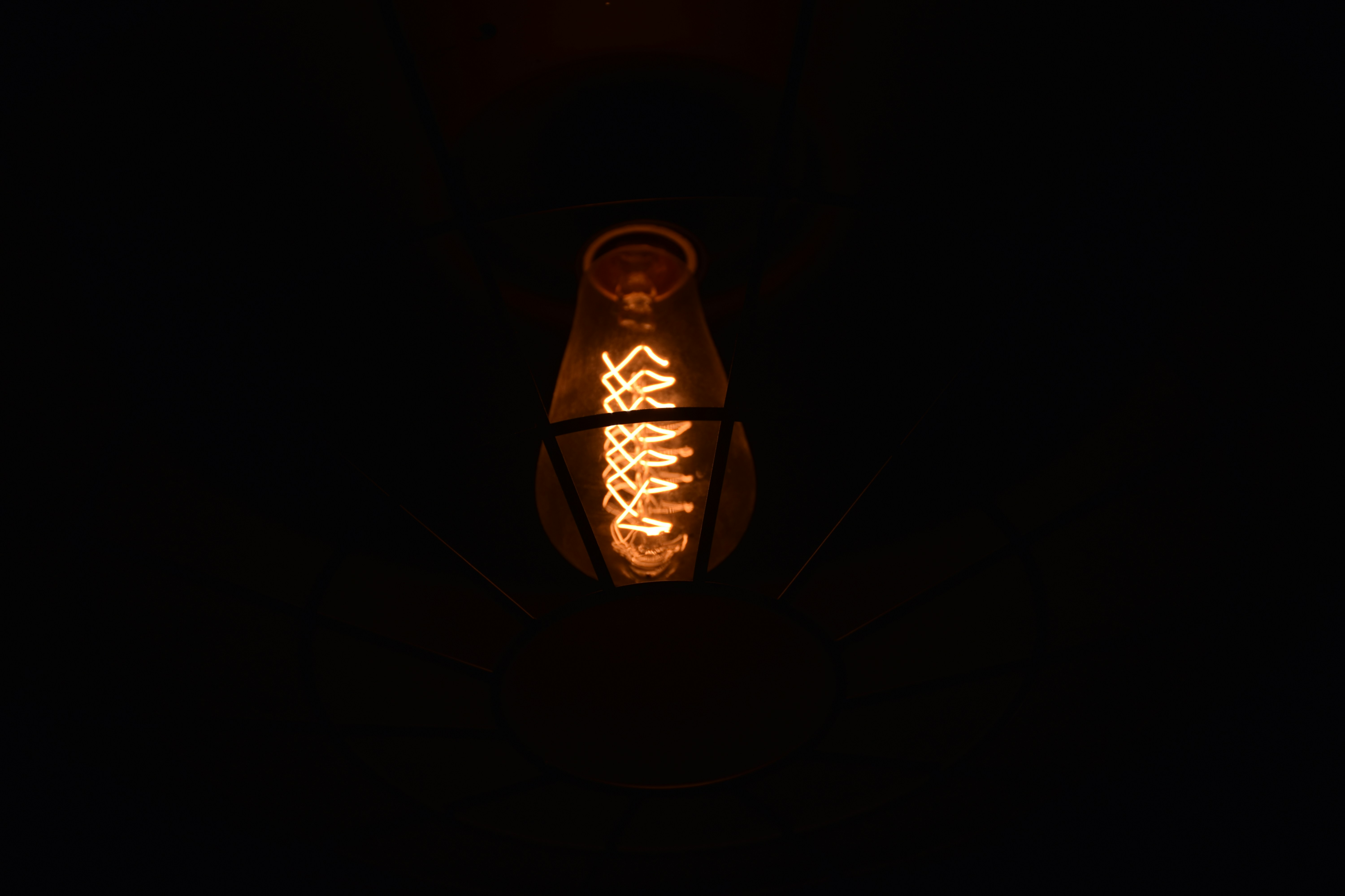 Brown pendant lamp turned on in dark room photo Free Kentucky house