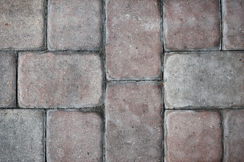 Close-up of brindle concrete block paving
