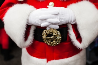 person in red and white santa claus costume