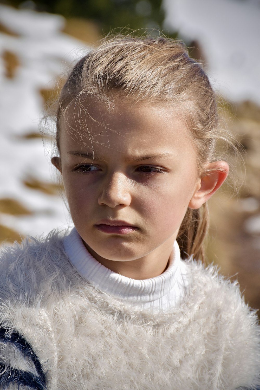 girl in white crew neck shirt