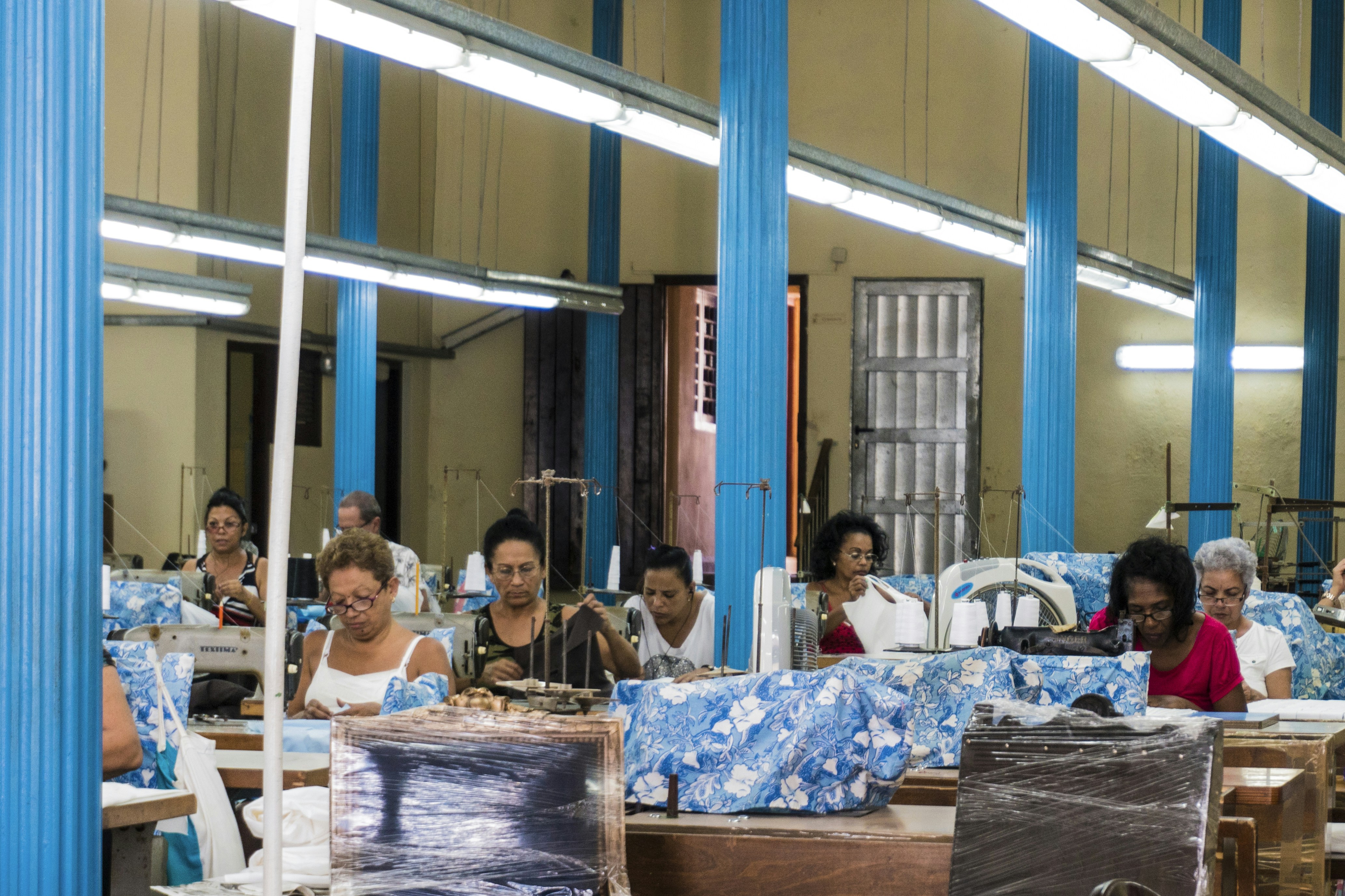 Chair making factory with workers in Havanna