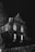 A gothic-style building is illuminated at night, casting intricate shadows from bare tree branches against its facade. The structure features tall, arched windows that are lit from within, creating a stark contrast against the dark night sky.