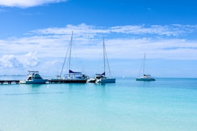 white and blue boat on sea under blue sky during daytime
