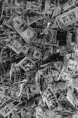 grayscale photo of us dollar bill