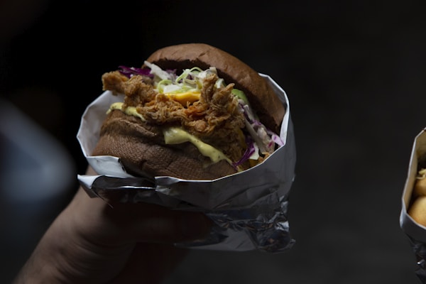 Burger with cheese and lettuce