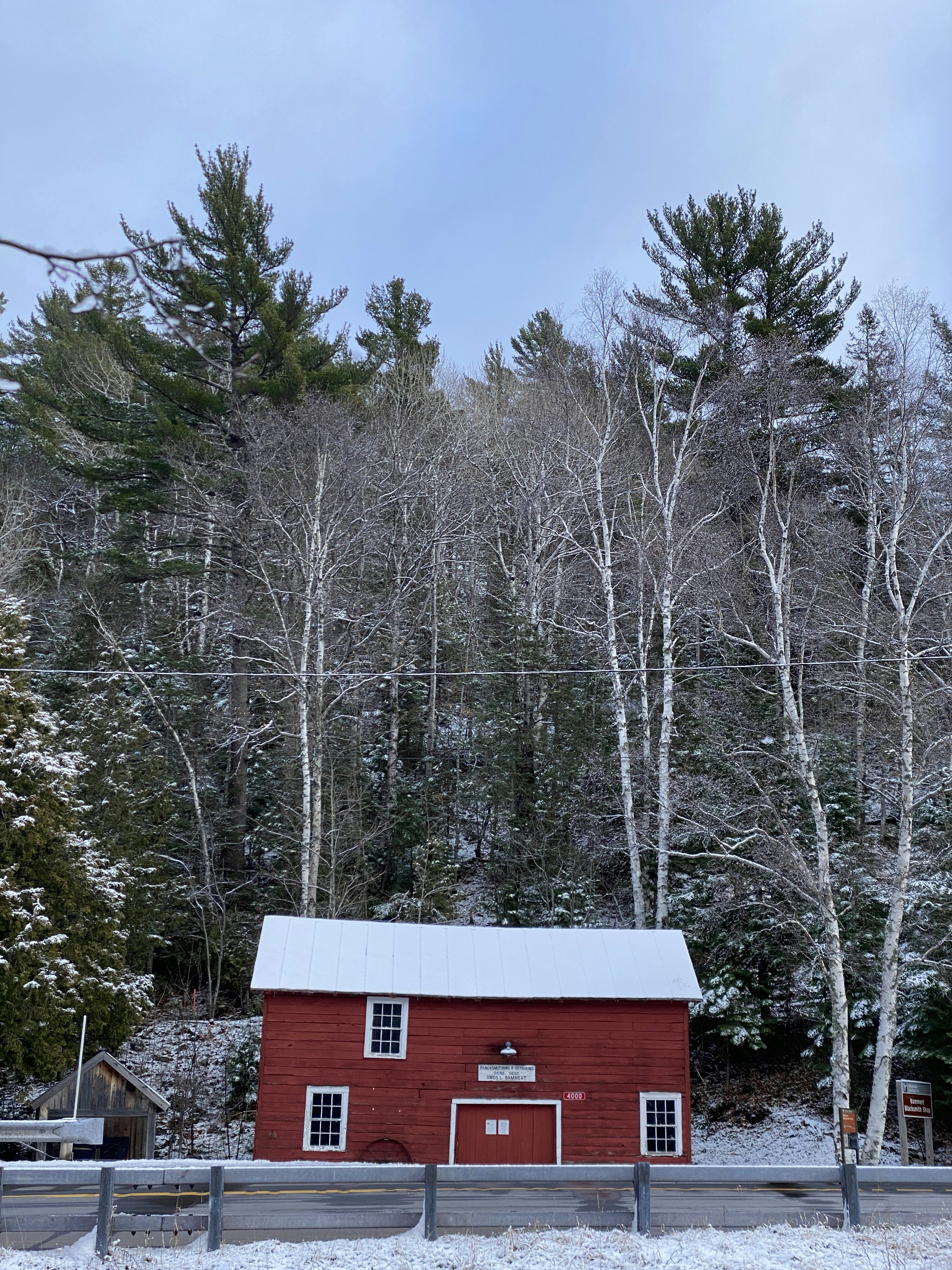 Red barn on the roadside