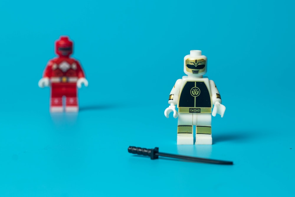 white red and black lego toy