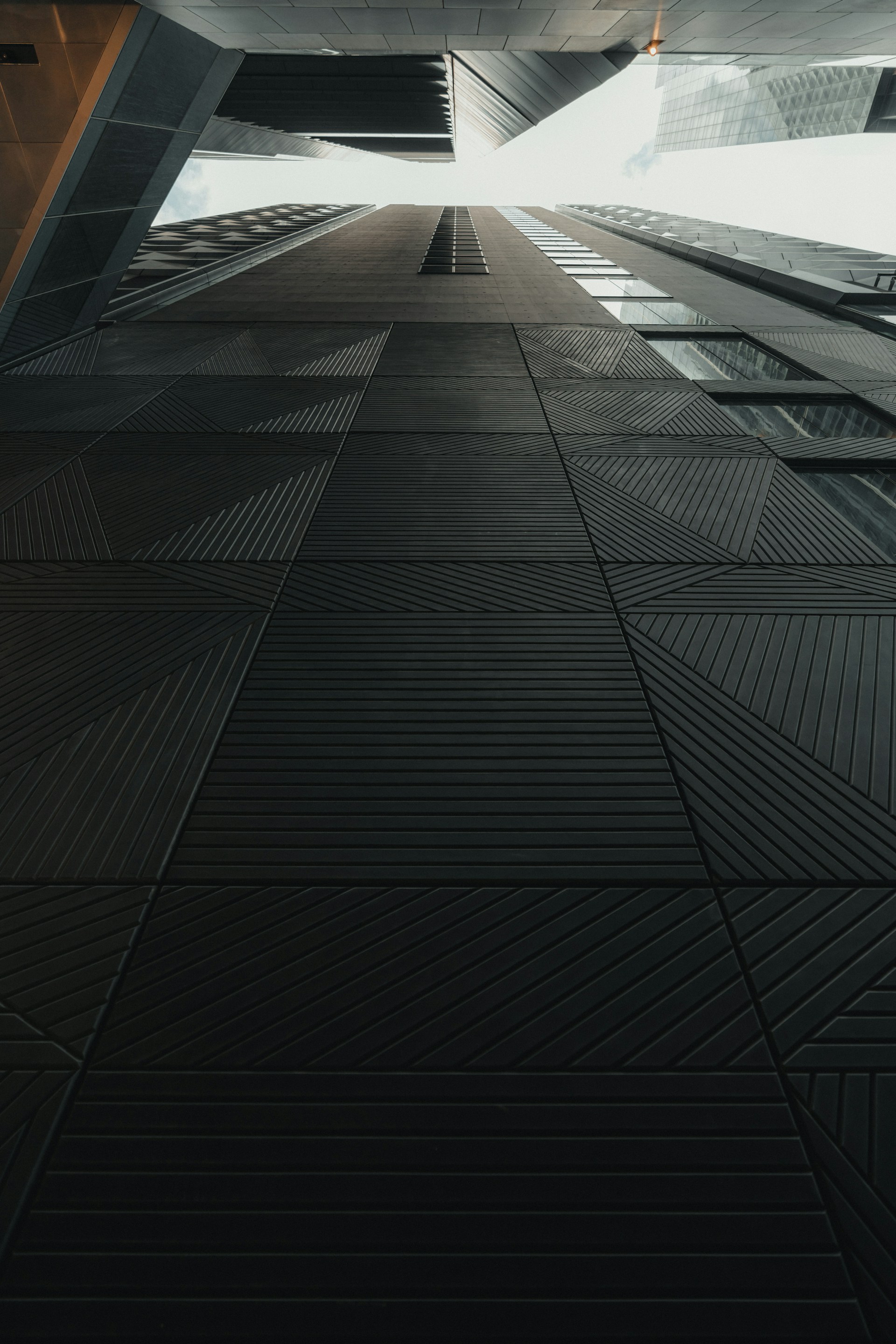 black and white building interior