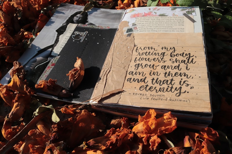 Scrapbook pages with hand lettering and paper details