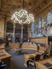 brown wooden chairs inside building