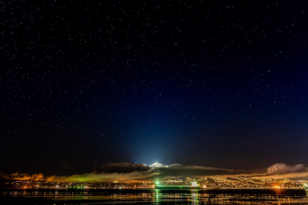 city lights during night time