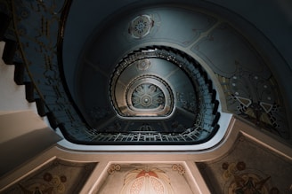 low angle photography of spiral staircase