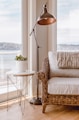 white round table with 2 chairs