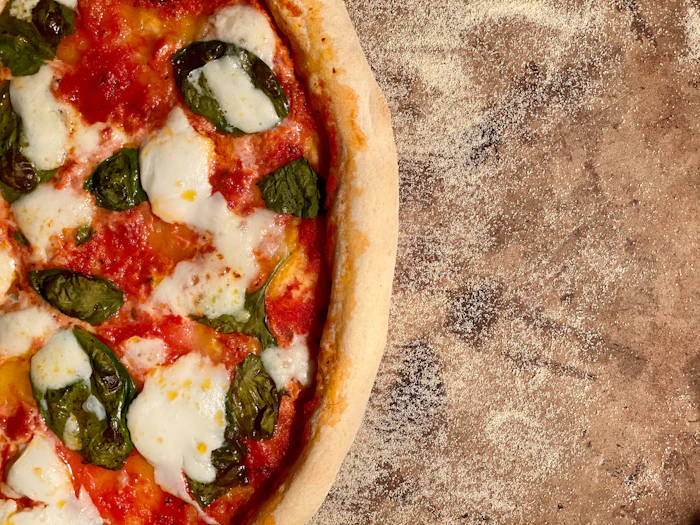 Margherita pizza close up