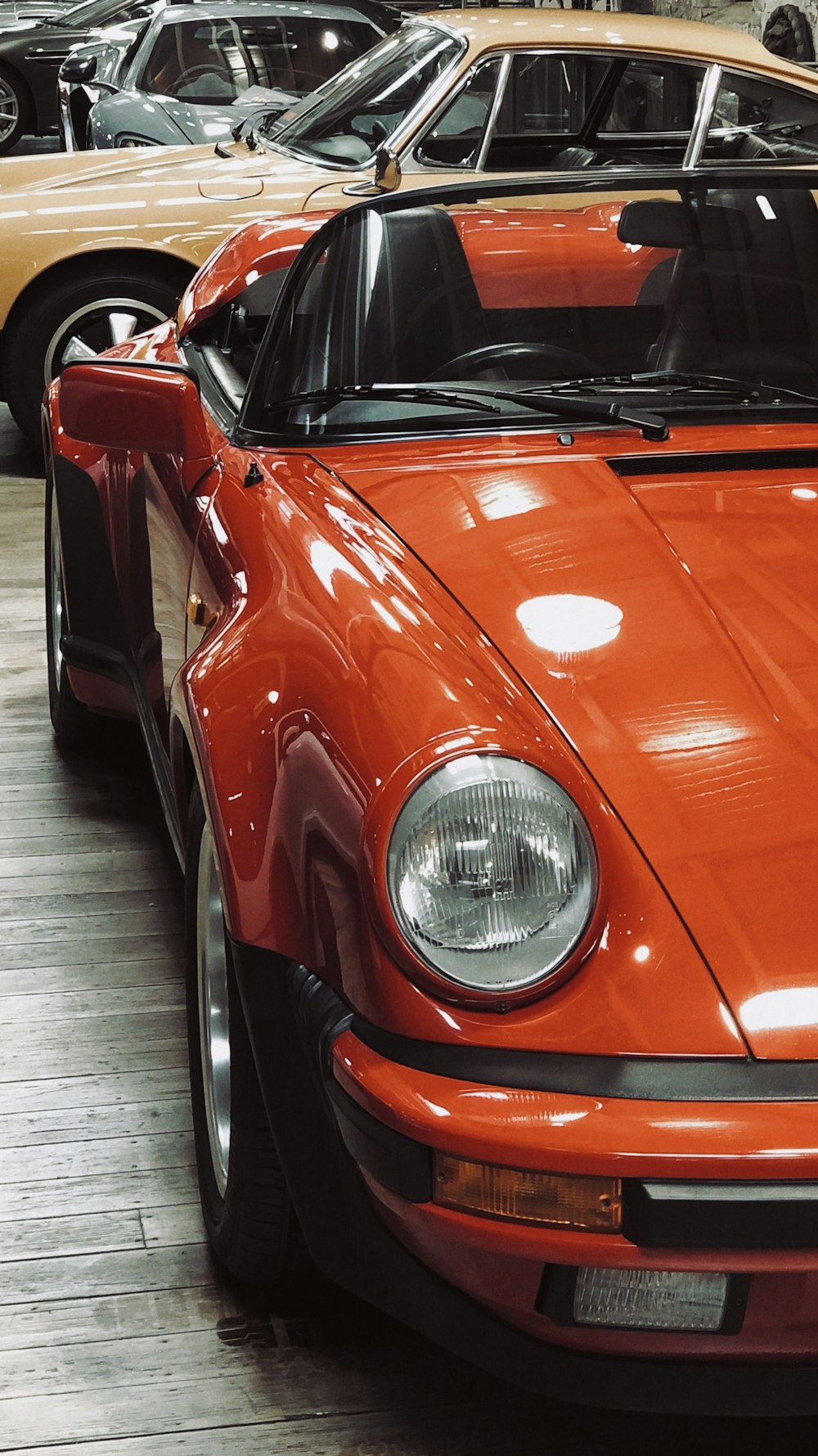 red car with silver headlight