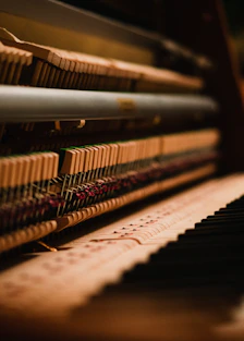 brown and white piano keys