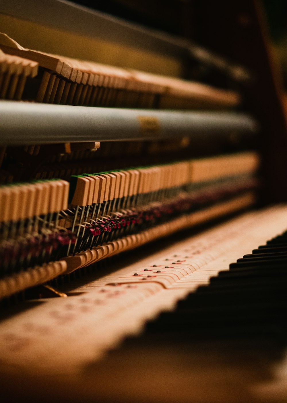 brown and white piano keys