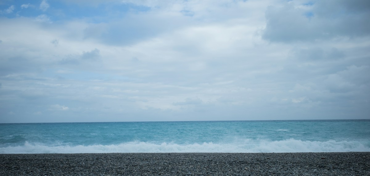 Pacific waves breaking on a pebble beach on the Hualien coast