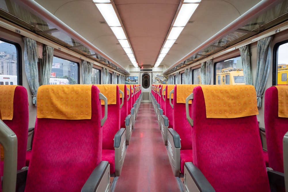 red and yellow bus seats