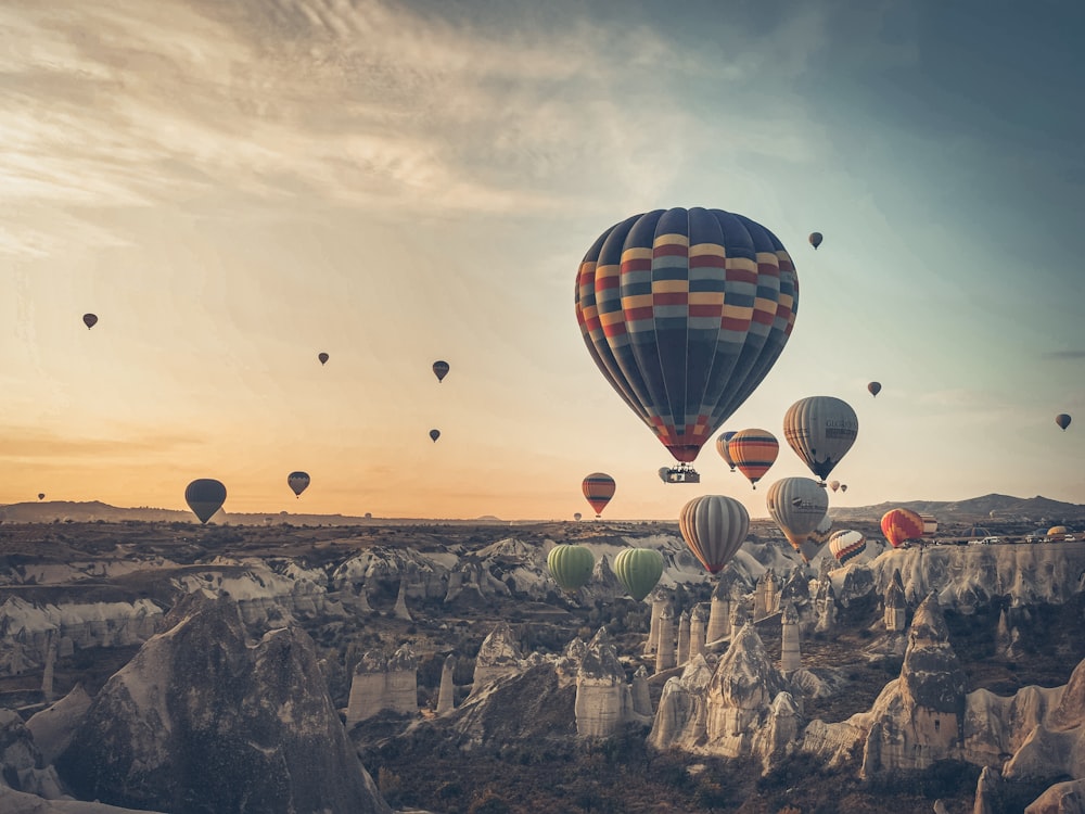 hot air balloons on mid air during daytime