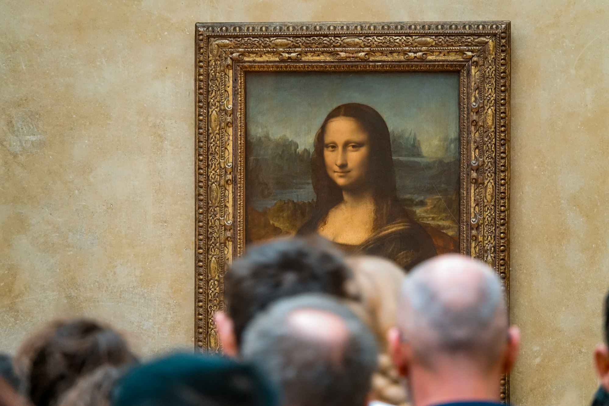 The Mona Lisa, as seen from the crowds around it