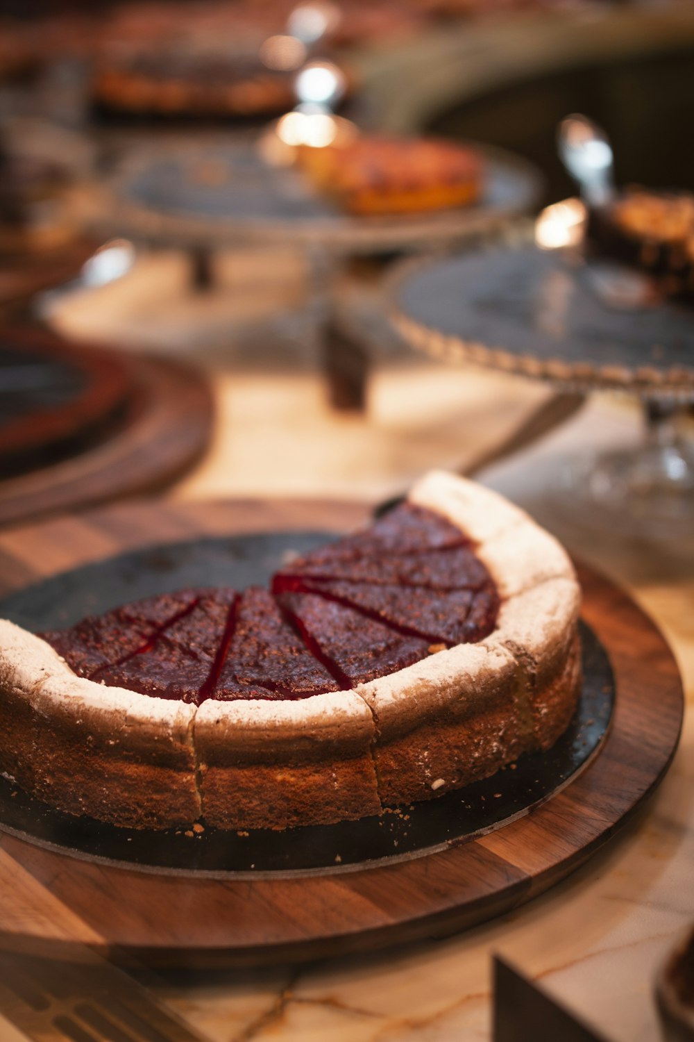 brown round cake on brown wooden table