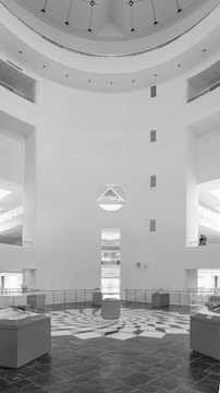 Wide-angle view of a luxury retail space featuring minimalist modular furniture in industrial chic style.