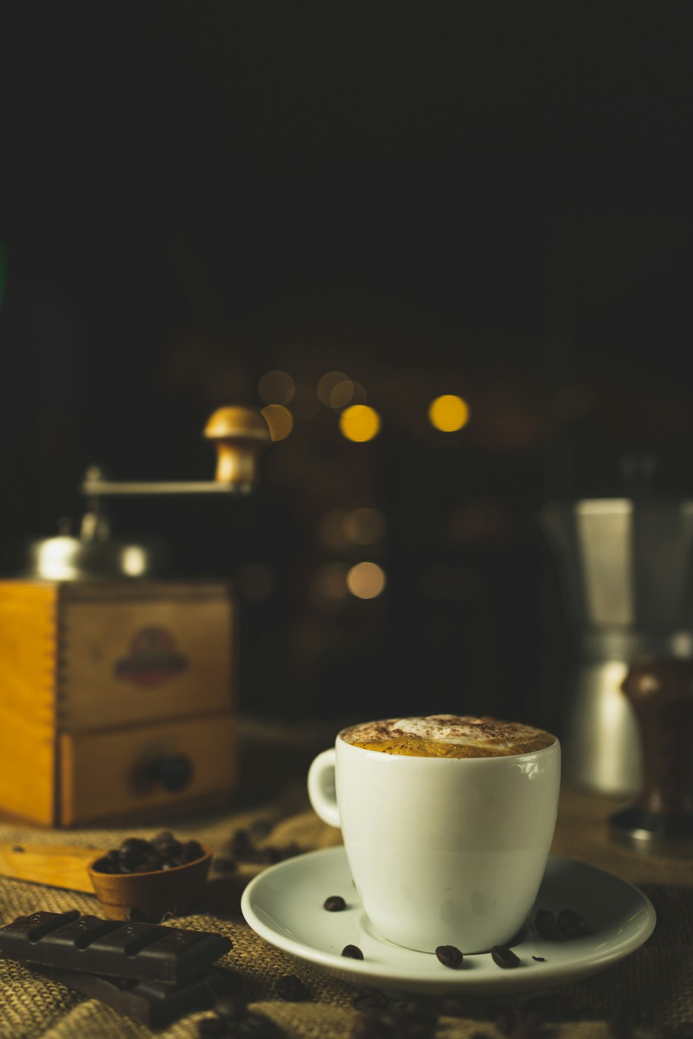 white ceramic mug with coffee